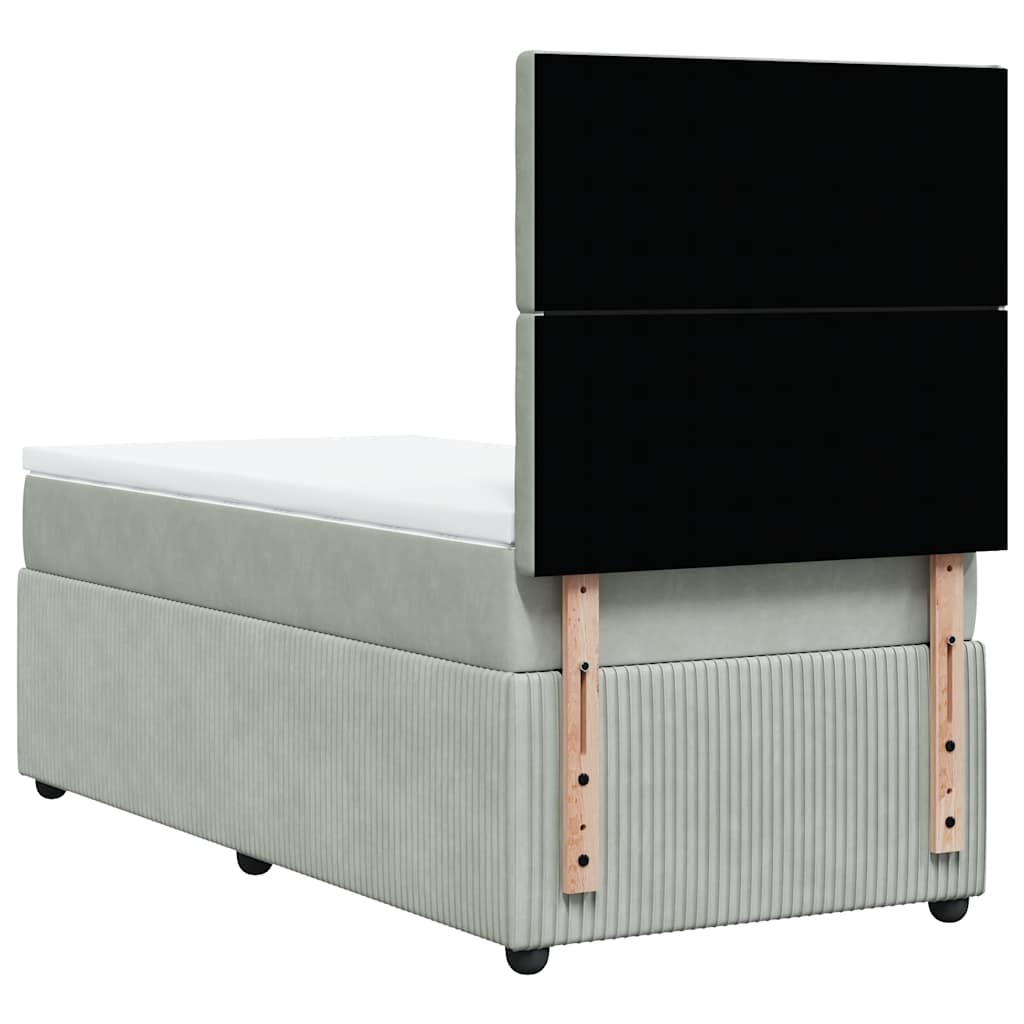 Box spring krevet s madracem svjetlosivi 80 x 200 cm baršunasti