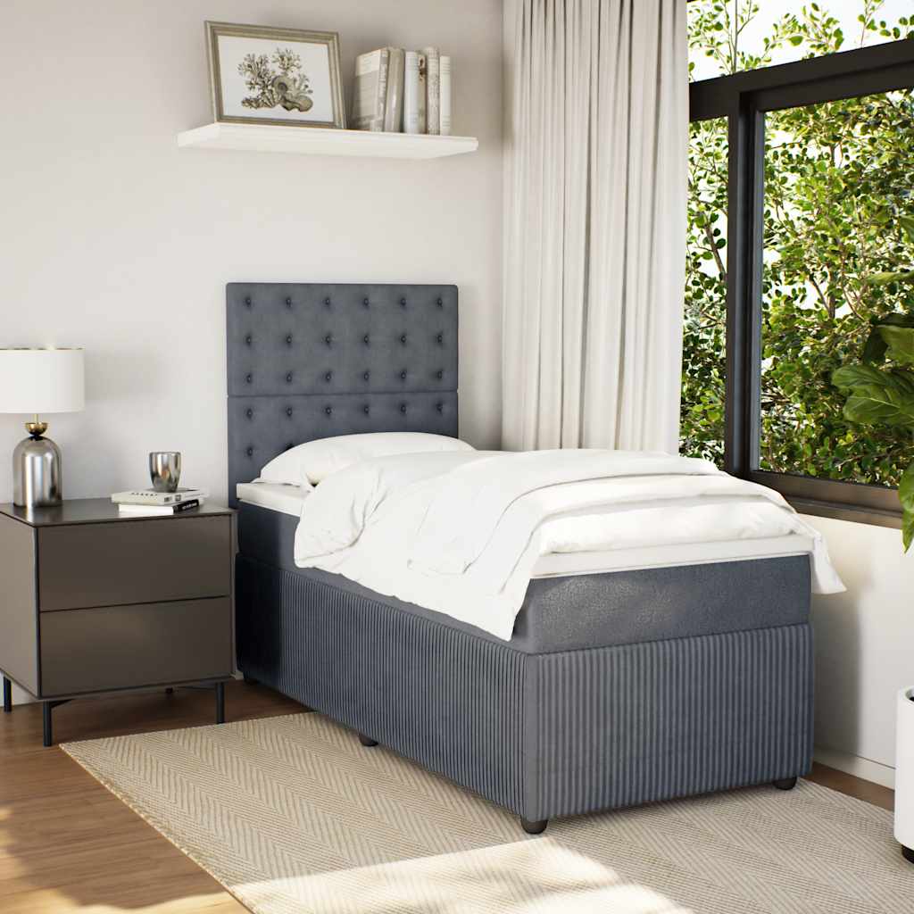 Box spring krevet s madracem tamnosivi 80 x 200 cm baršunasti