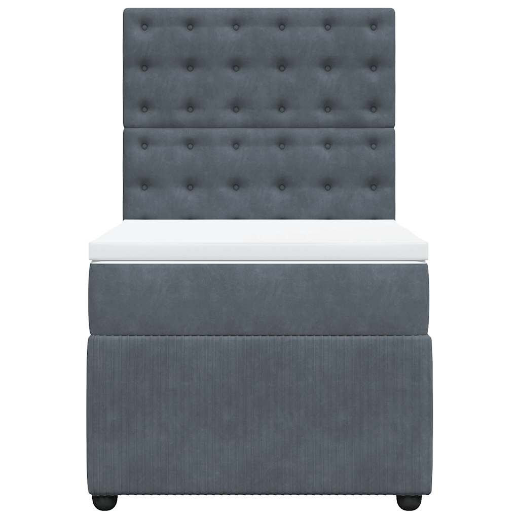 Box spring krevet s madracem tamnosivi 80 x 200 cm baršunasti