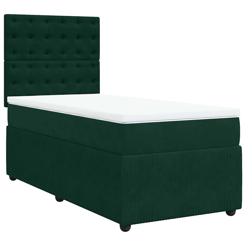 Box spring krevet s madracem tamnozeleni 80 x 200 cm baršunasti