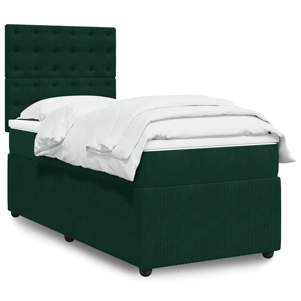 Box spring krevet s madracem tamnozeleni 80 x 200 cm baršunasti