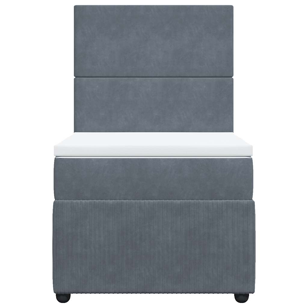 Box spring krevet s madracem tamnosivi 90x190 cm baršunasti