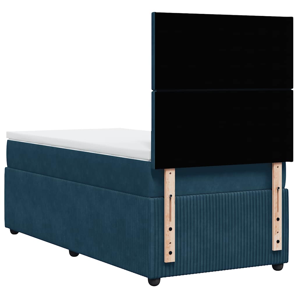 Box spring krevet s madracem tamnoplavi 90x190 cm baršunasti