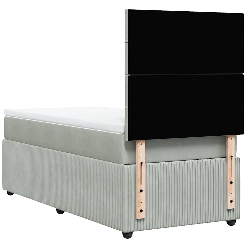 Box spring krevet s madracem svjetlosivi 90x190 cm baršunasti