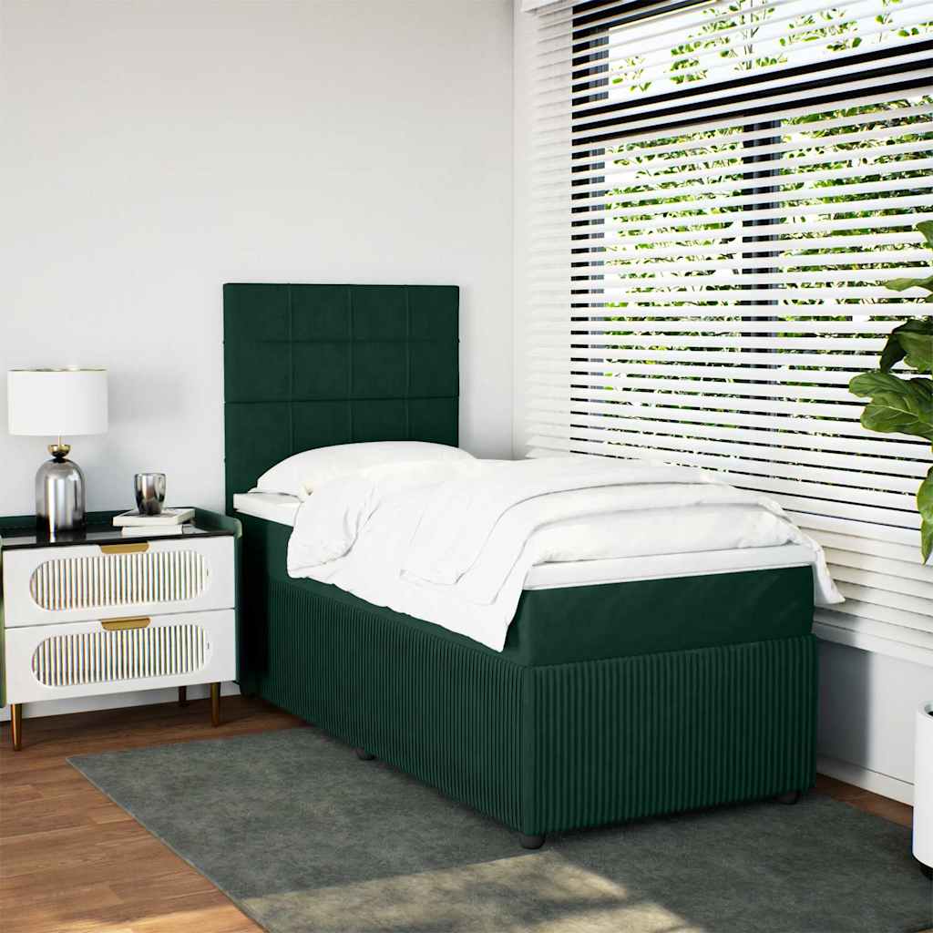 Box spring krevet s madracem tamnozeleni 90x190 cm baršunasti