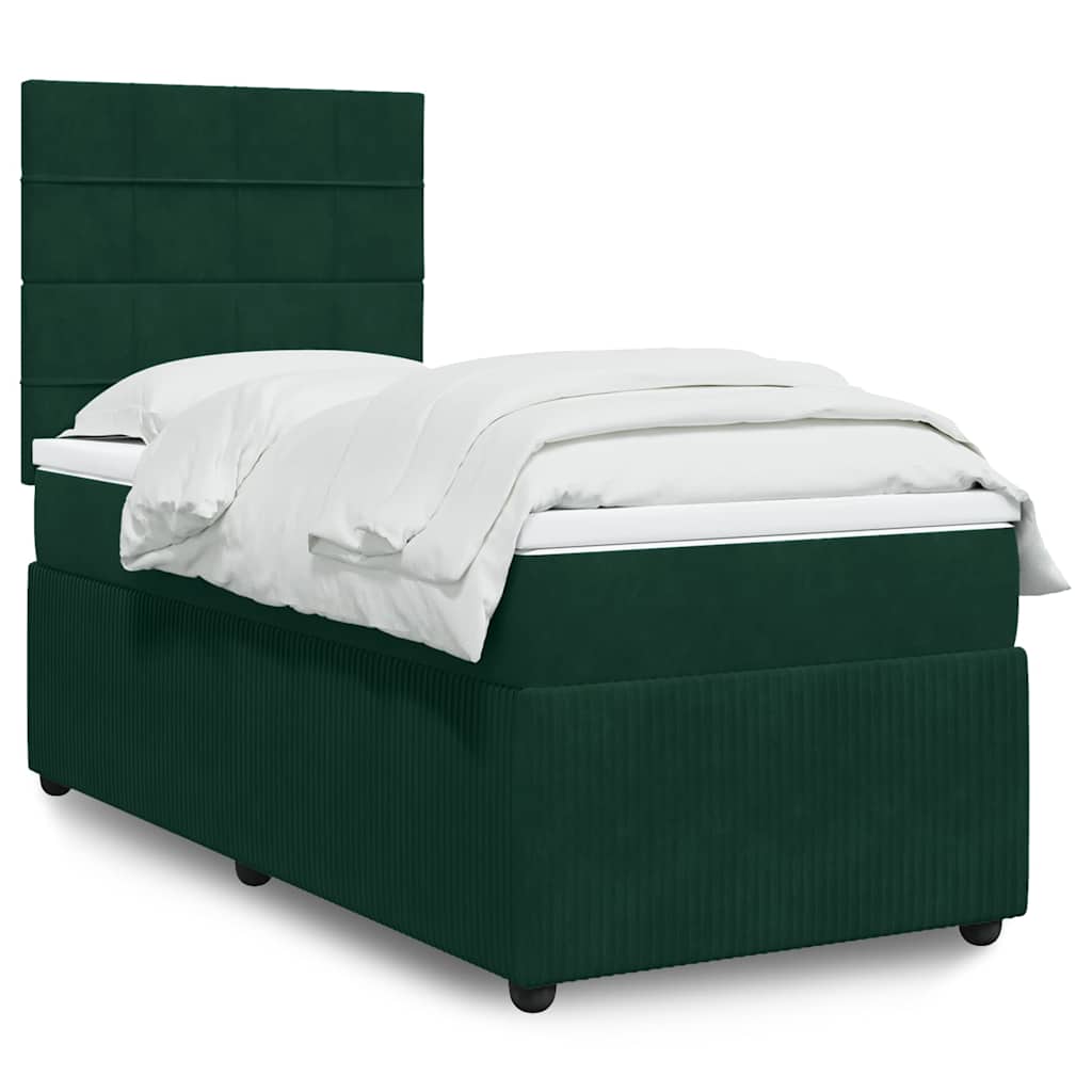 Box spring krevet s madracem tamnozeleni 90x190 cm baršunasti