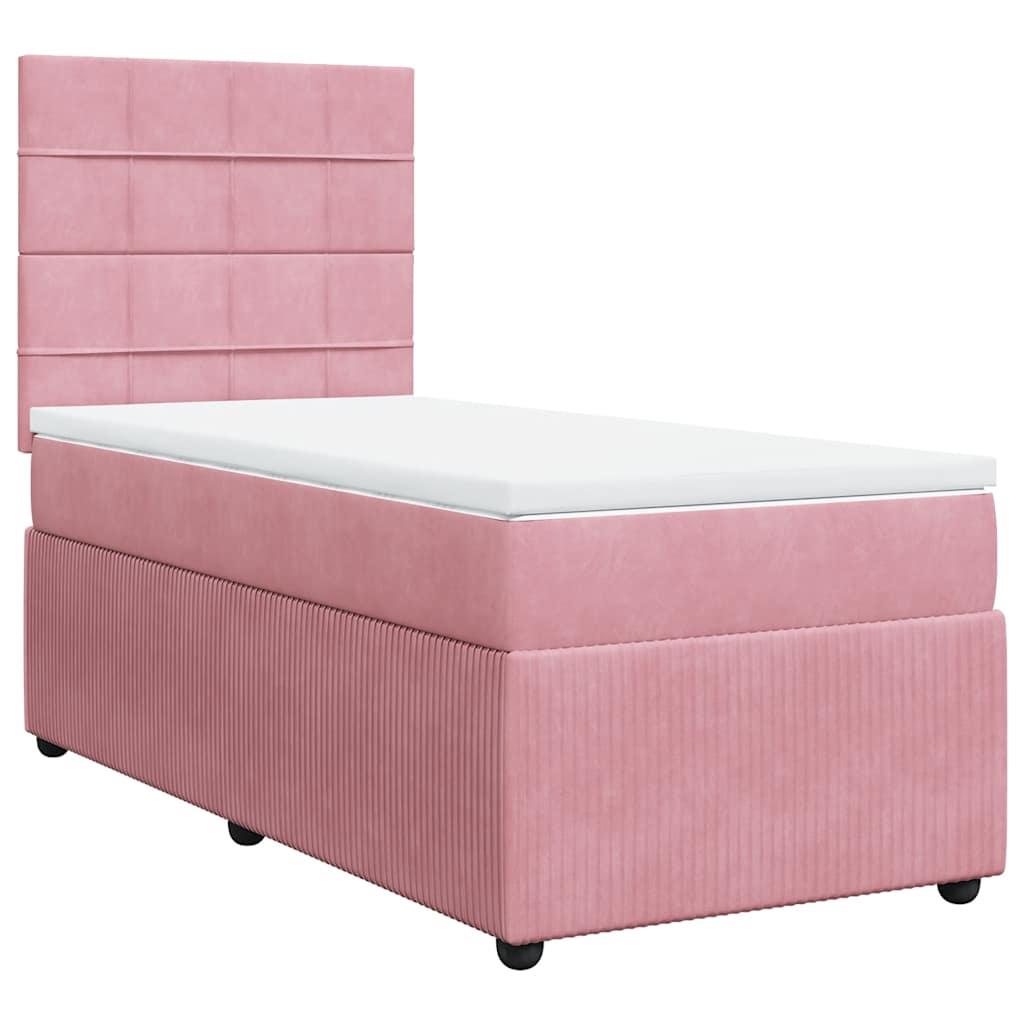 Box spring krevet s madracem ružičasti 90x190 cm baršunasti