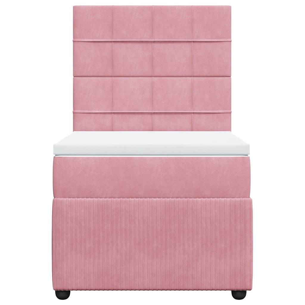 Box spring krevet s madracem ružičasti 90x190 cm baršunasti