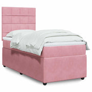 Box spring krevet s madracem ružičasti 90x190 cm baršunasti
