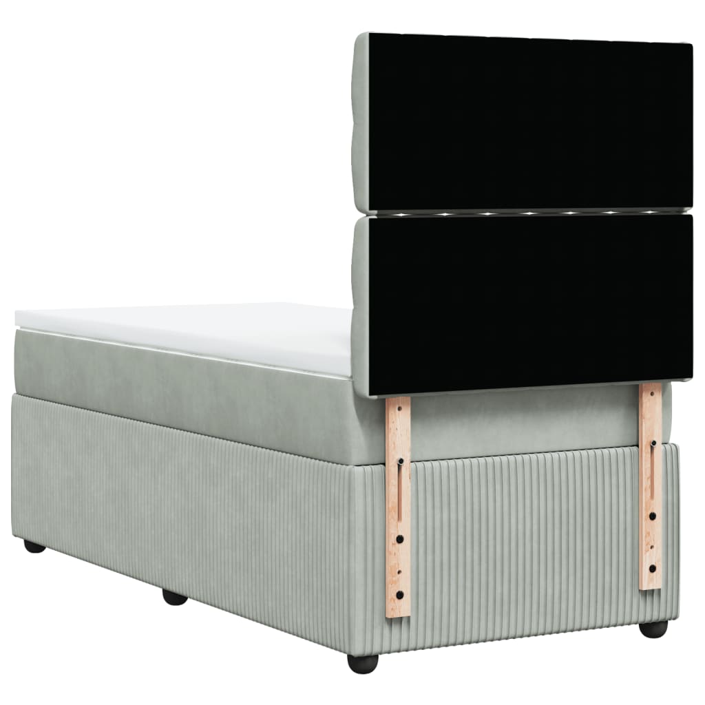 Box spring krevet s madracem svjetlosivi 90x190 cm baršunasti