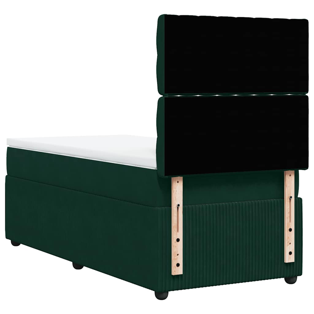 Box spring krevet s madracem tamnozeleni 90x190 cm baršunasti