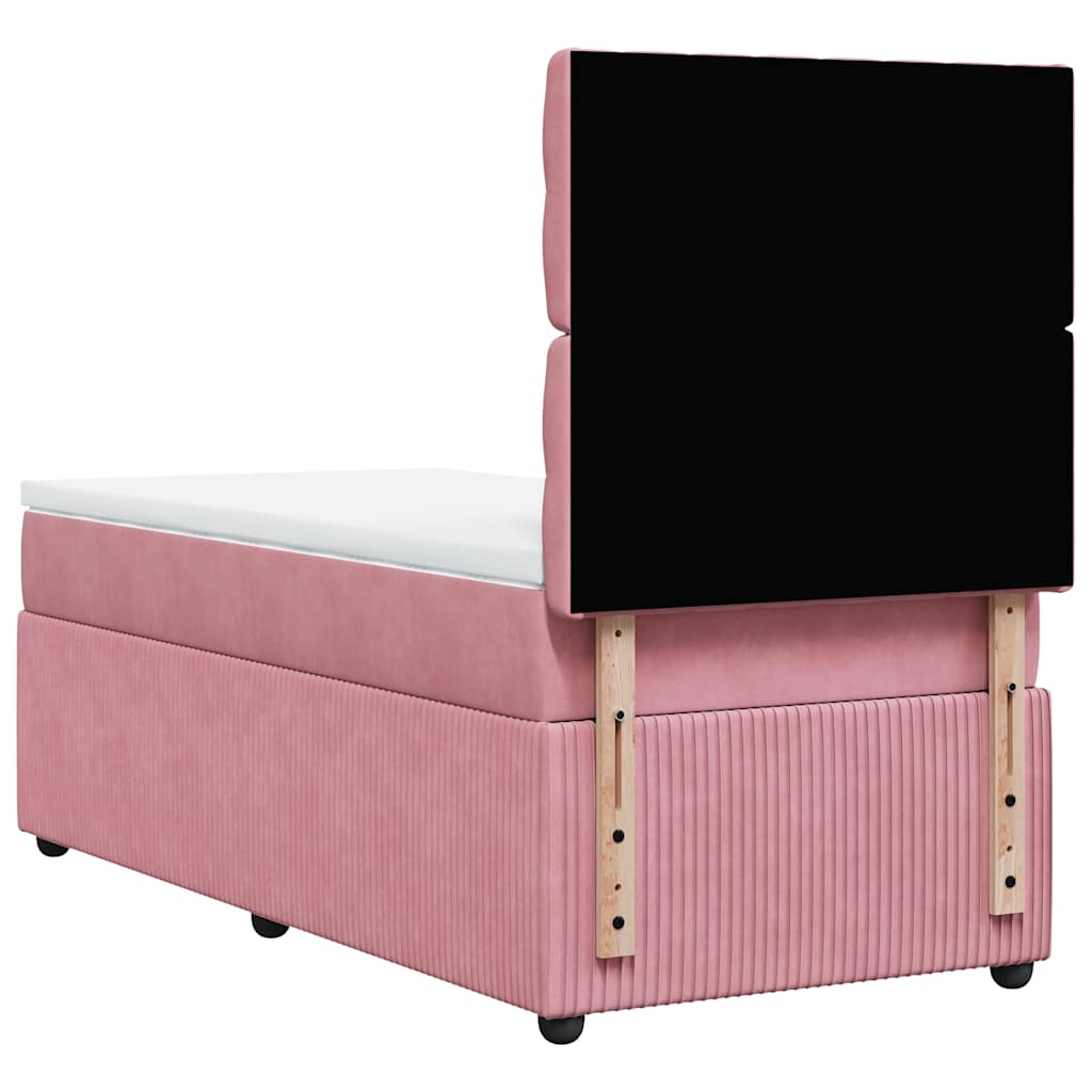 Box spring krevet s madracem ružičasti 90x190 cm baršunasti