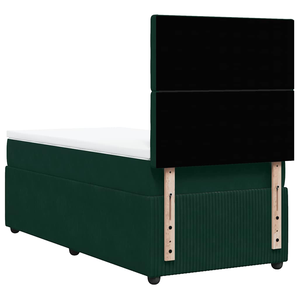 Box spring krevet s madracem tamnozeleni 90x190 cm baršunasti