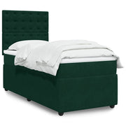 Box spring krevet s madracem tamnozeleni 90x190 cm baršunasti