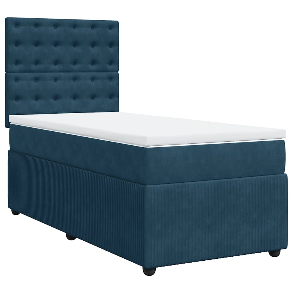 Box spring krevet s madracem tamnoplavi 90x190 cm baršunasti