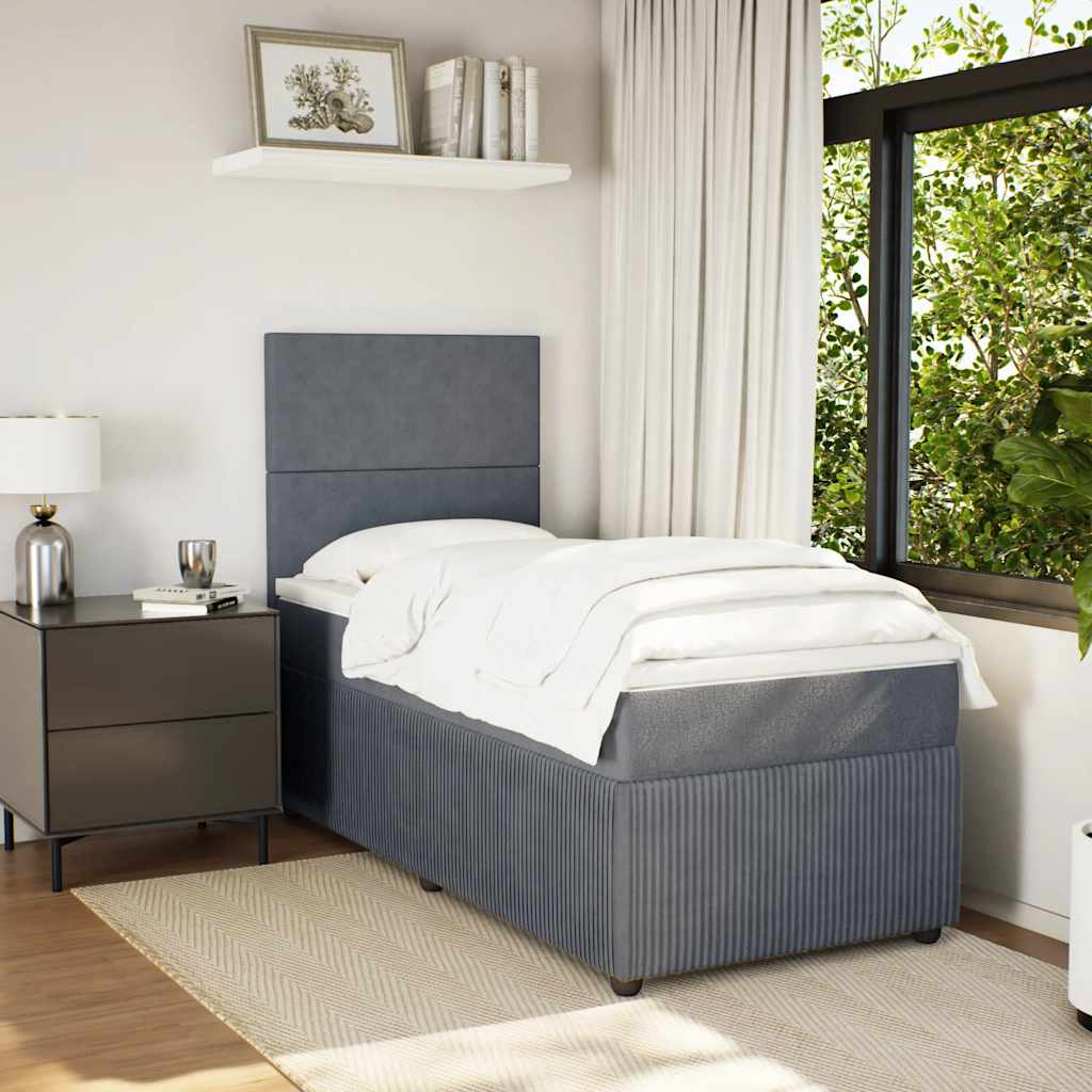 Box spring krevet s madracem tamnosivi 90x200 cm baršunasti