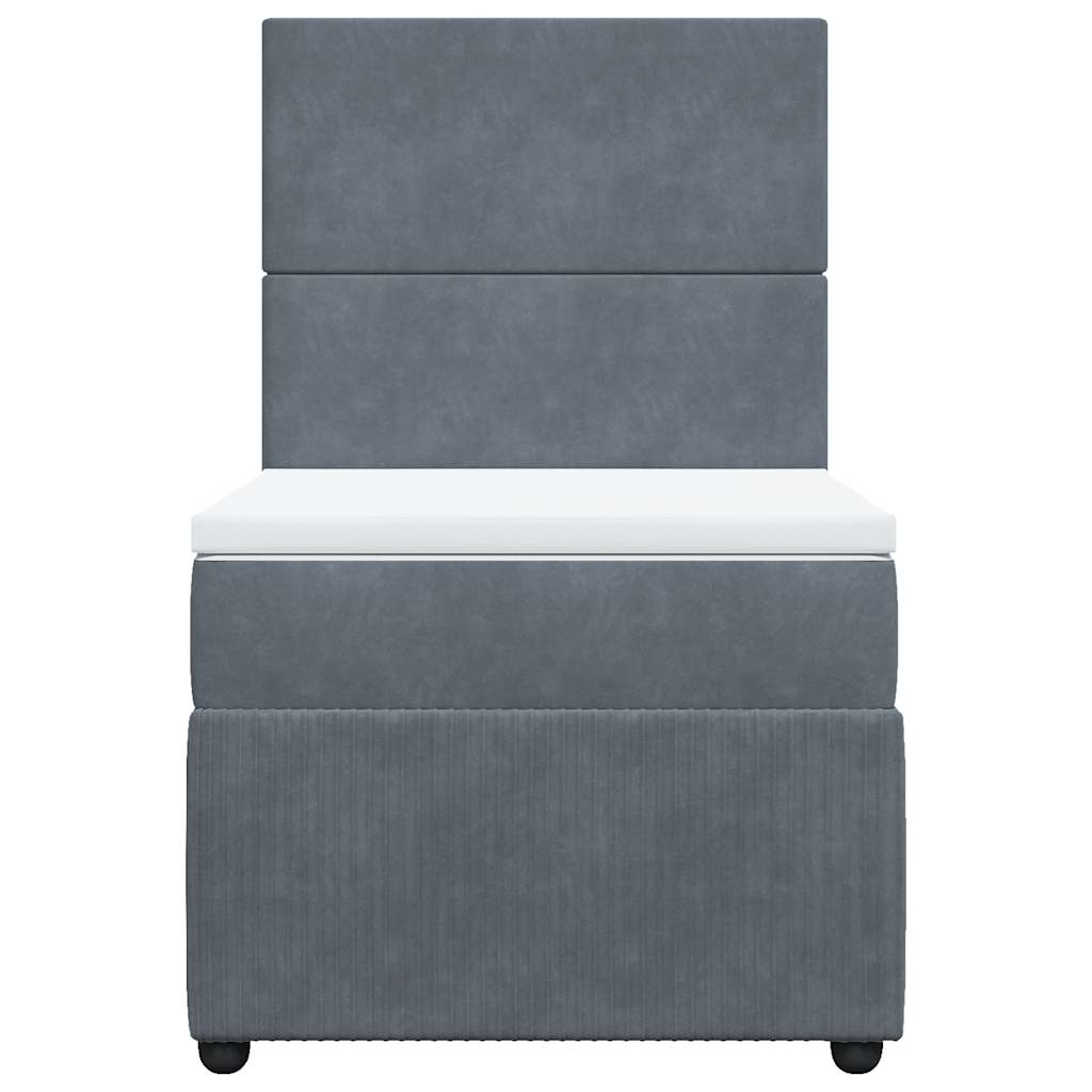 Box spring krevet s madracem tamnosivi 90x200 cm baršunasti
