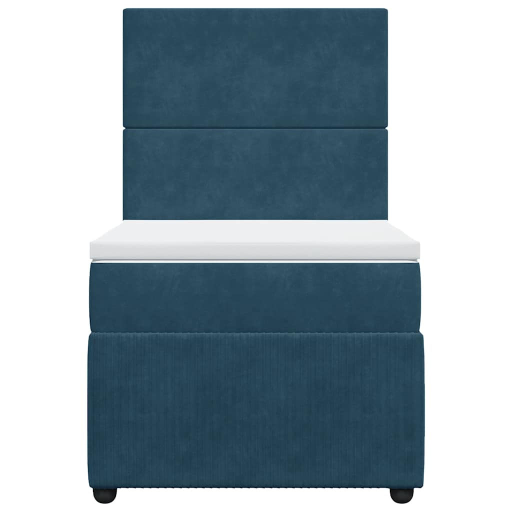 Box spring krevet s madracem tamnoplavi 90x200 cm baršunasti