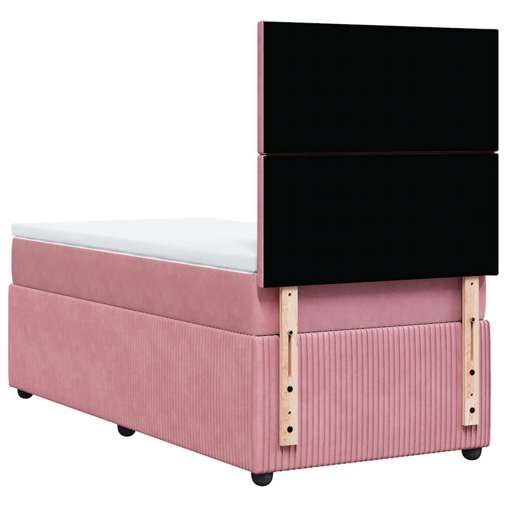 Box spring krevet s madracem ružičasti 90x200 cm baršunasti