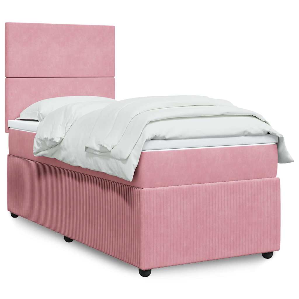 Box spring krevet s madracem ružičasti 90x200 cm baršunasti