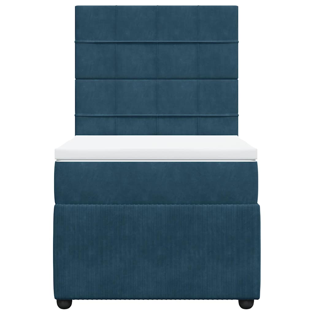 Box spring krevet s madracem tamnoplavi 90x200 cm baršunasti