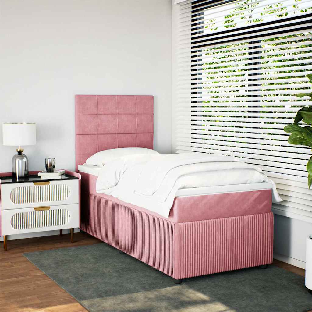 Box spring krevet s madracem ružičasti 90x200 cm baršunasti