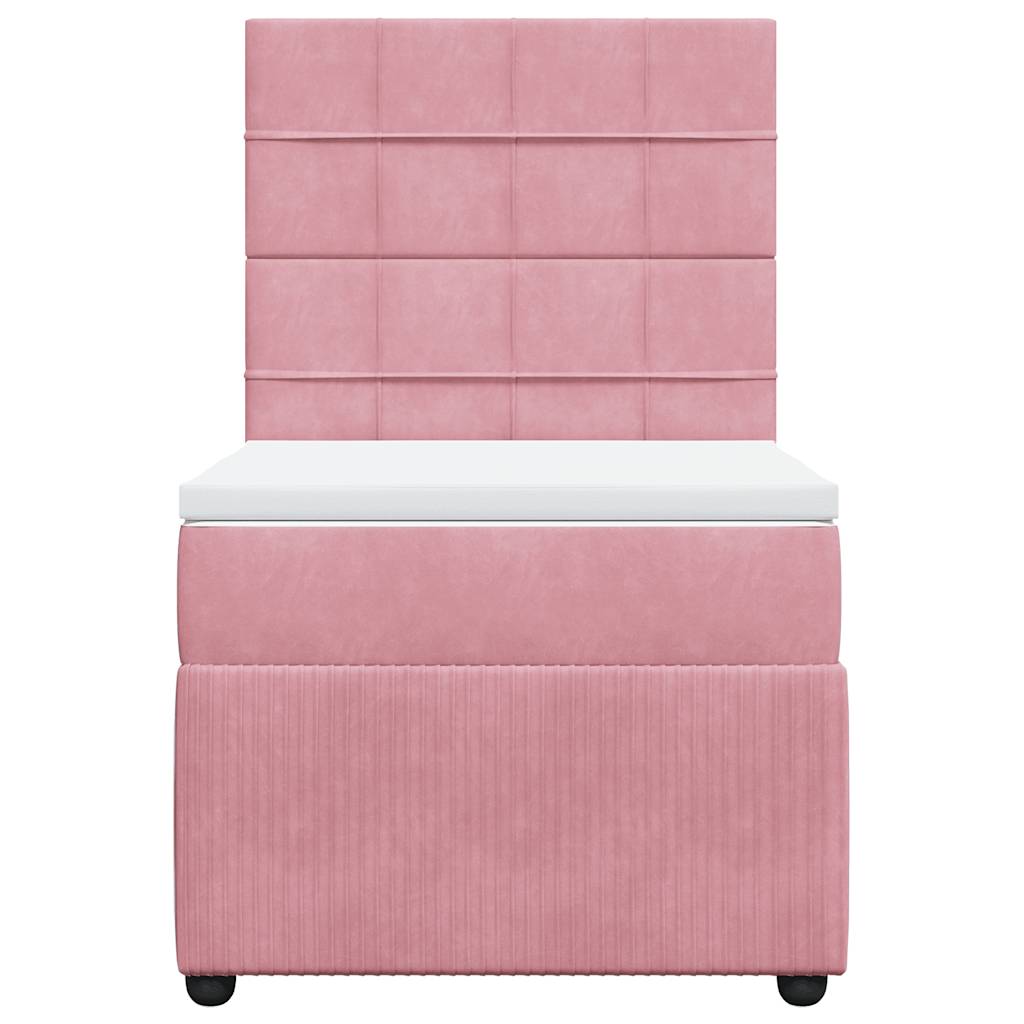 Box spring krevet s madracem ružičasti 90x200 cm baršunasti