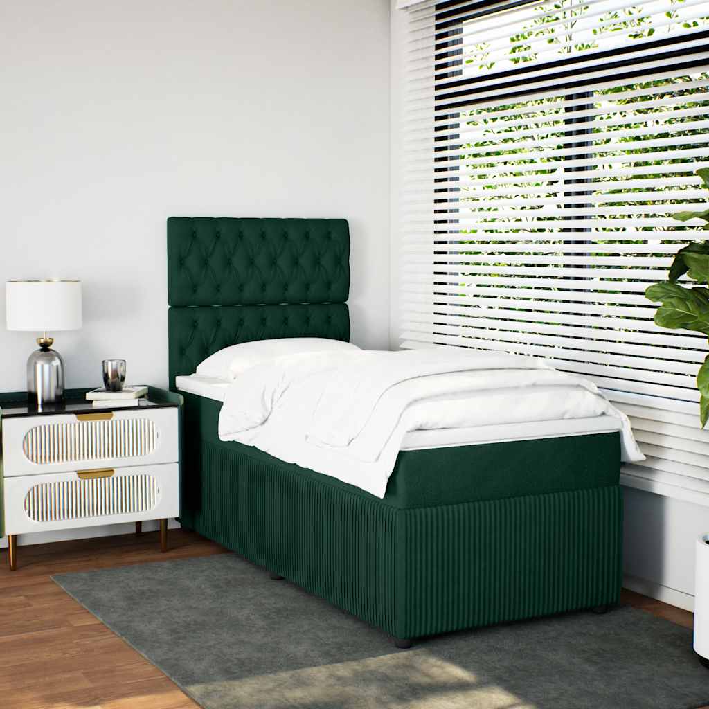 Box spring krevet s madracem tamnozeleni 90x200 cm baršunasti