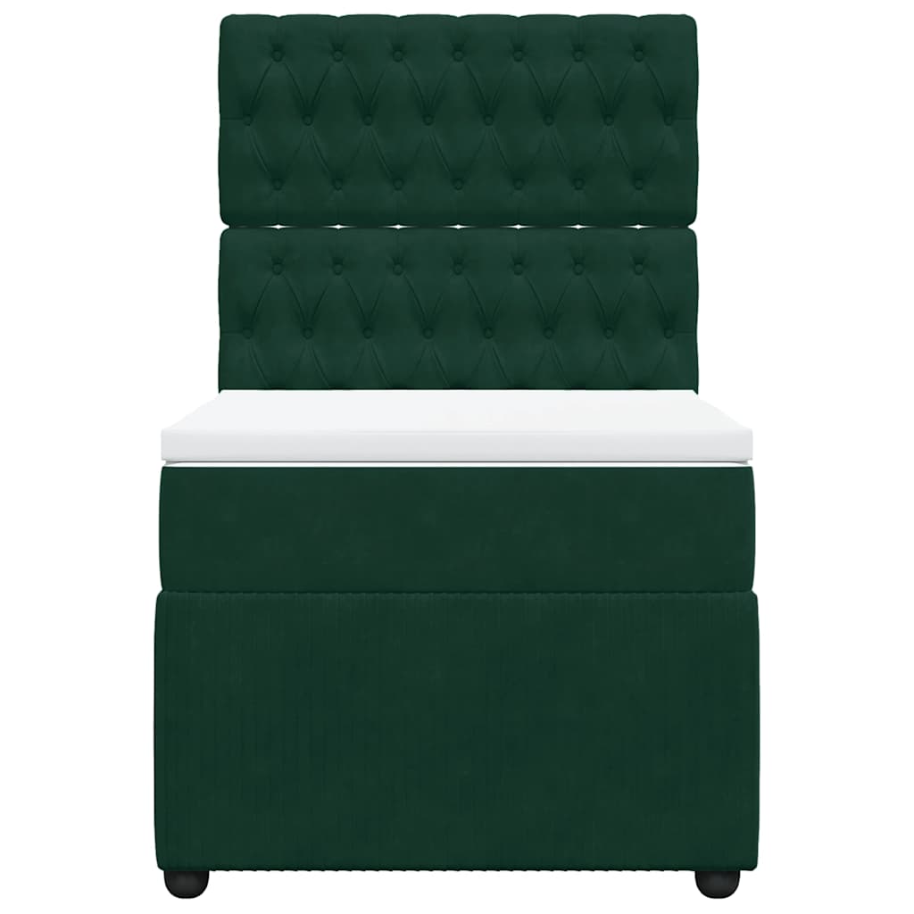 Box spring krevet s madracem tamnozeleni 90x200 cm baršunasti