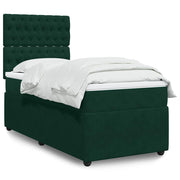 Box spring krevet s madracem tamnozeleni 90x200 cm baršunasti