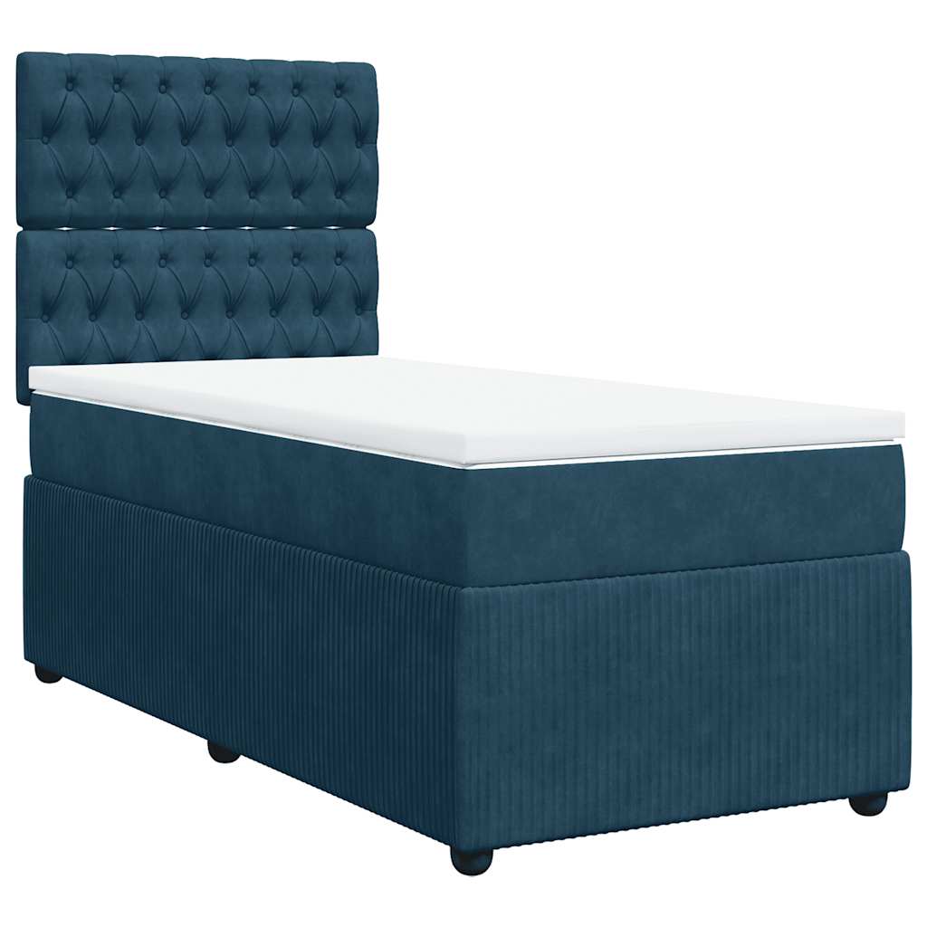 Box spring krevet s madracem tamnoplavi 90x200 cm baršunasti