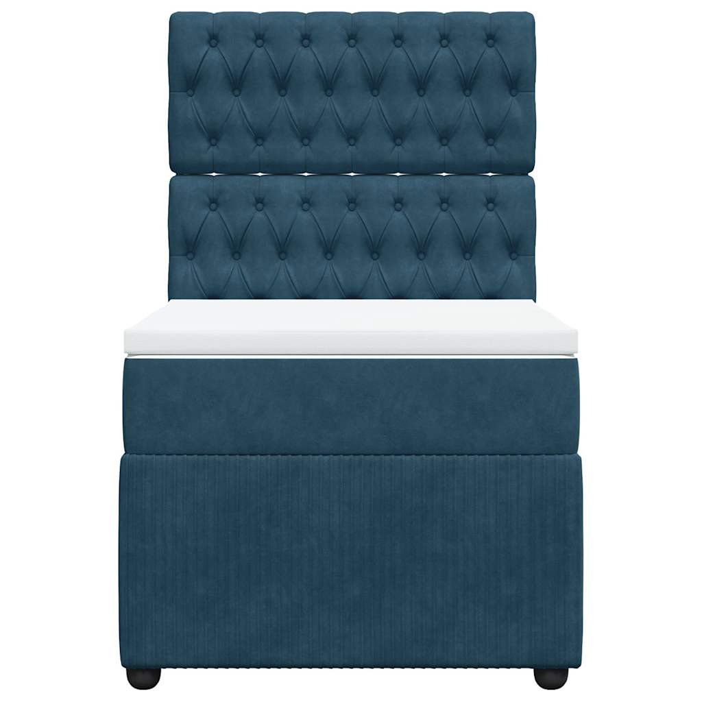 Box spring krevet s madracem tamnoplavi 90x200 cm baršunasti