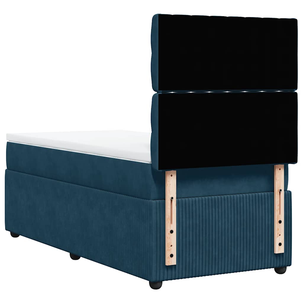Box spring krevet s madracem tamnoplavi 90x200 cm baršunasti