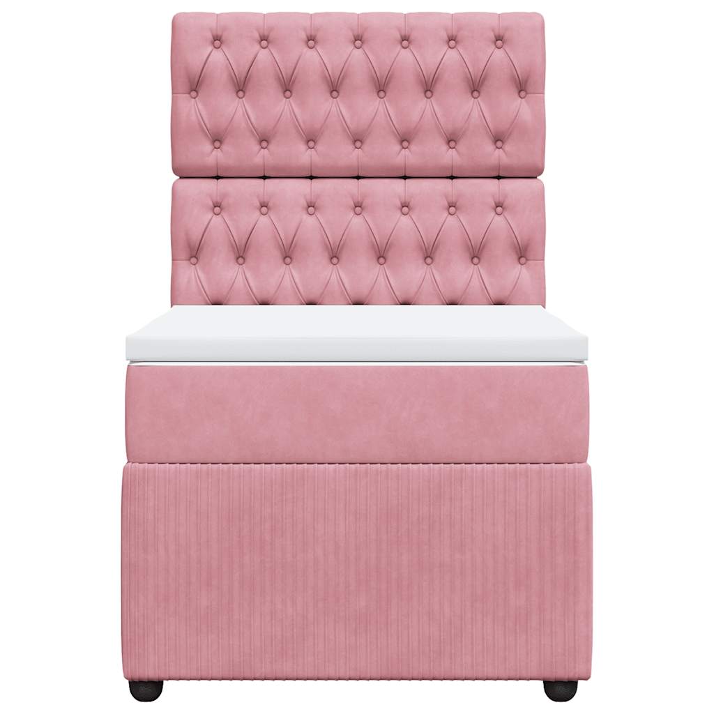 Box spring krevet s madracem ružičasti 90x200 cm baršunasti