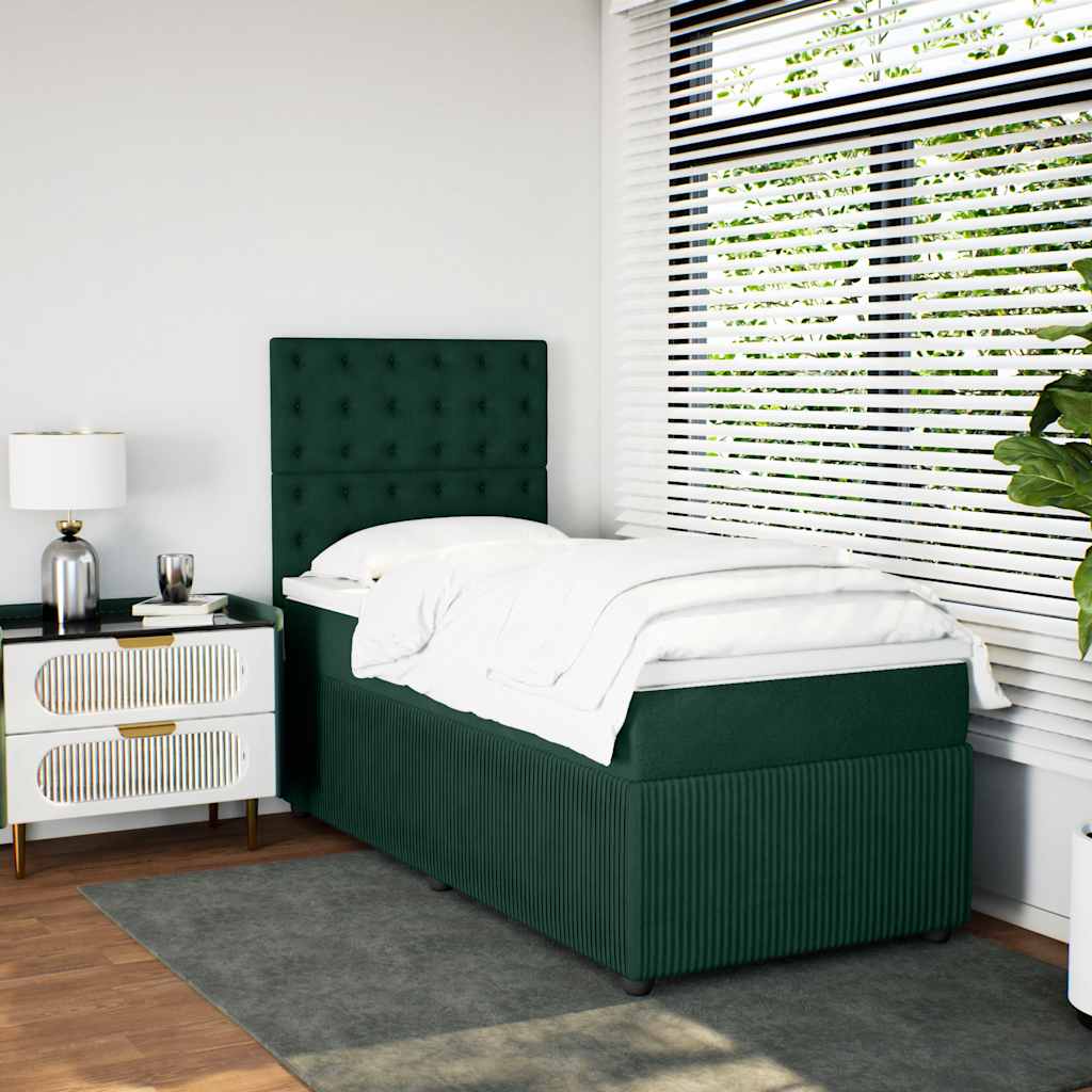 Box spring krevet s madracem tamnozeleni 90x200 cm baršunasti