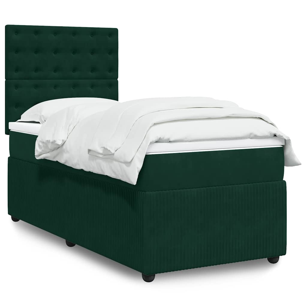 Box spring krevet s madracem tamnozeleni 90x200 cm baršunasti