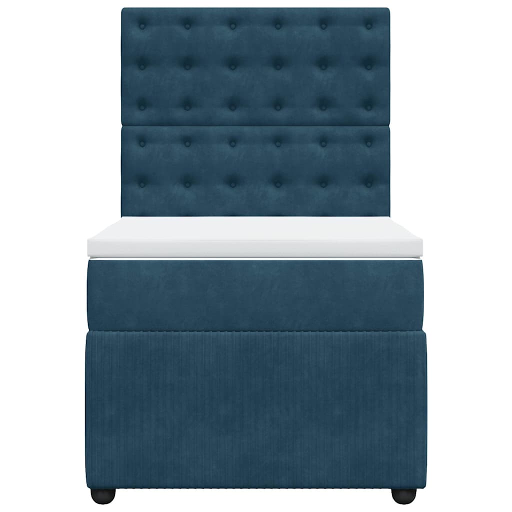 Box spring krevet s madracem tamnoplavi 90x200 cm baršunasti