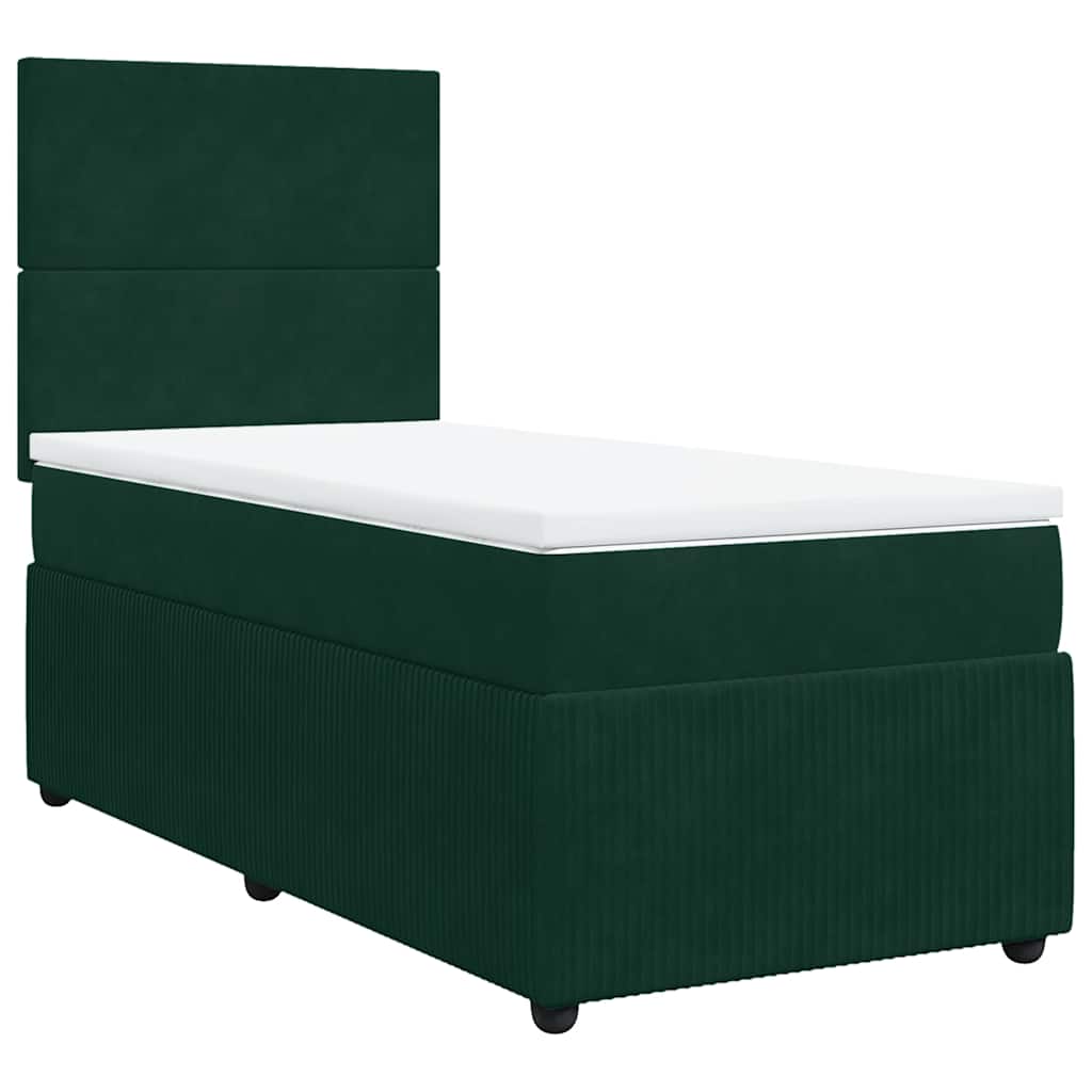 Box spring krevet s madracem tamnozeleni 100x200 cm baršunasti