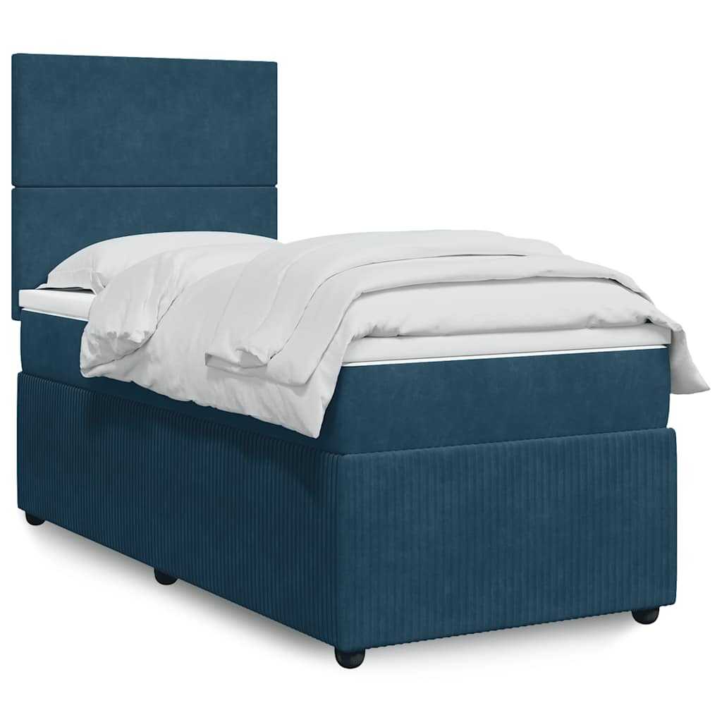 Box spring krevet s madracem tamnoplavi 100x200 cm baršunasti
