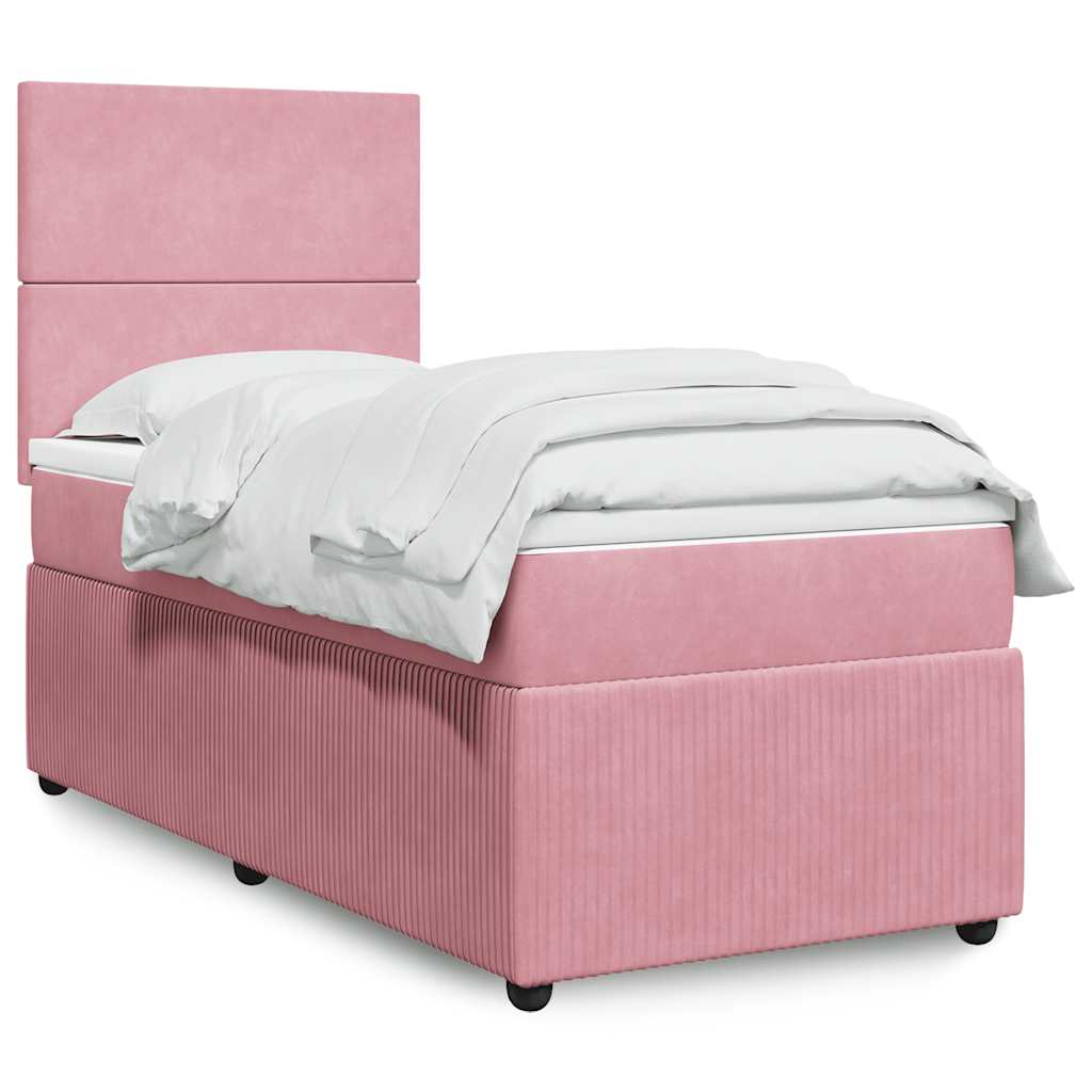 Box spring krevet s madracem ružičasti 100x200 cm baršunasti