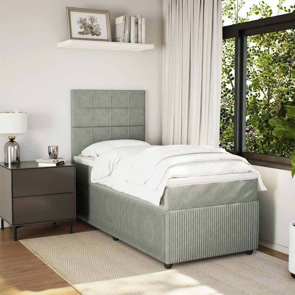 Box spring krevet s madracem svjetlosivi 100x200 cm baršunasti