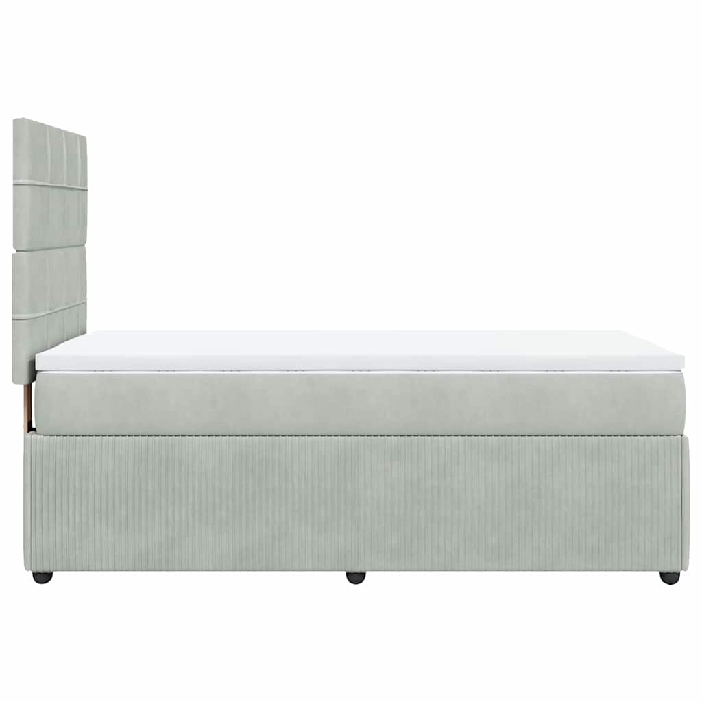 Box spring krevet s madracem svjetlosivi 100x200 cm baršunasti