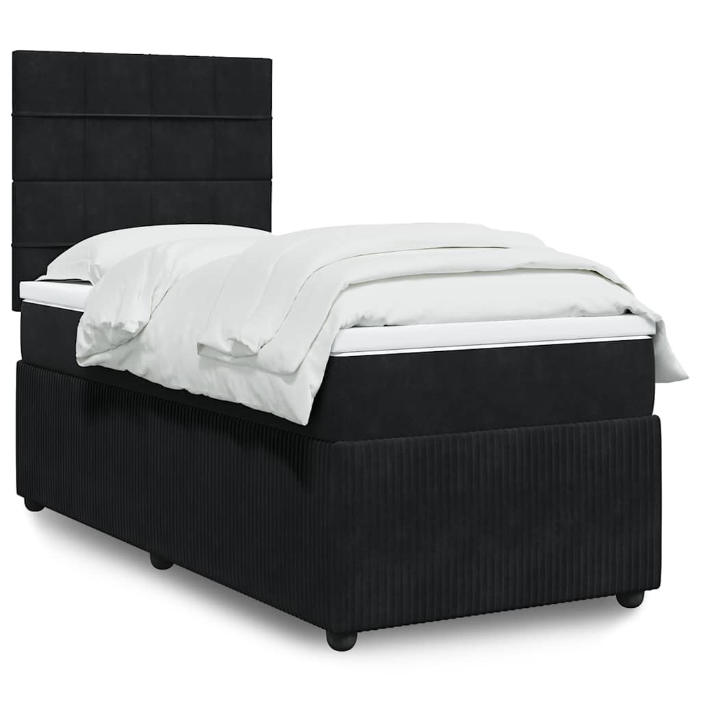 Box spring krevet s madracem crni 100x200 cm baršunasti