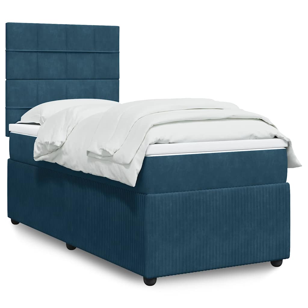 Box spring krevet s madracem tamnoplavi 100x200 cm baršunasti