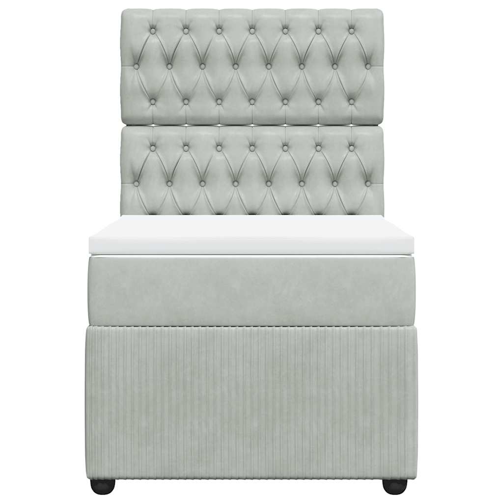 Box spring krevet s madracem svjetlosivi 100x200 cm baršunasti
