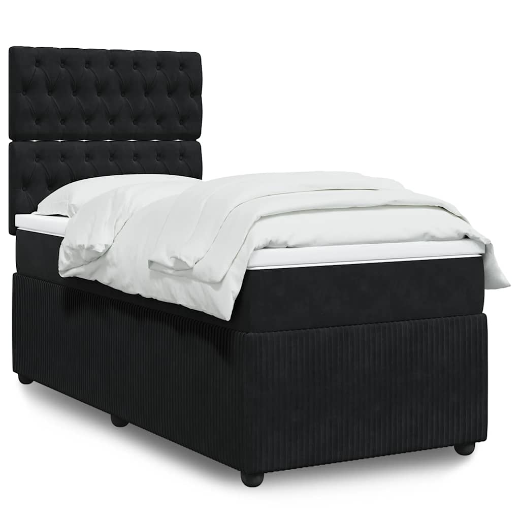 Box spring krevet s madracem crni 100x200 cm baršunasti