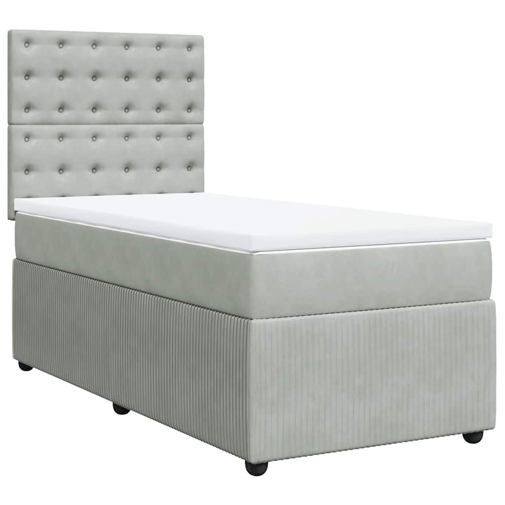Box spring krevet s madracem svjetlosivi 100x200 cm baršunasti