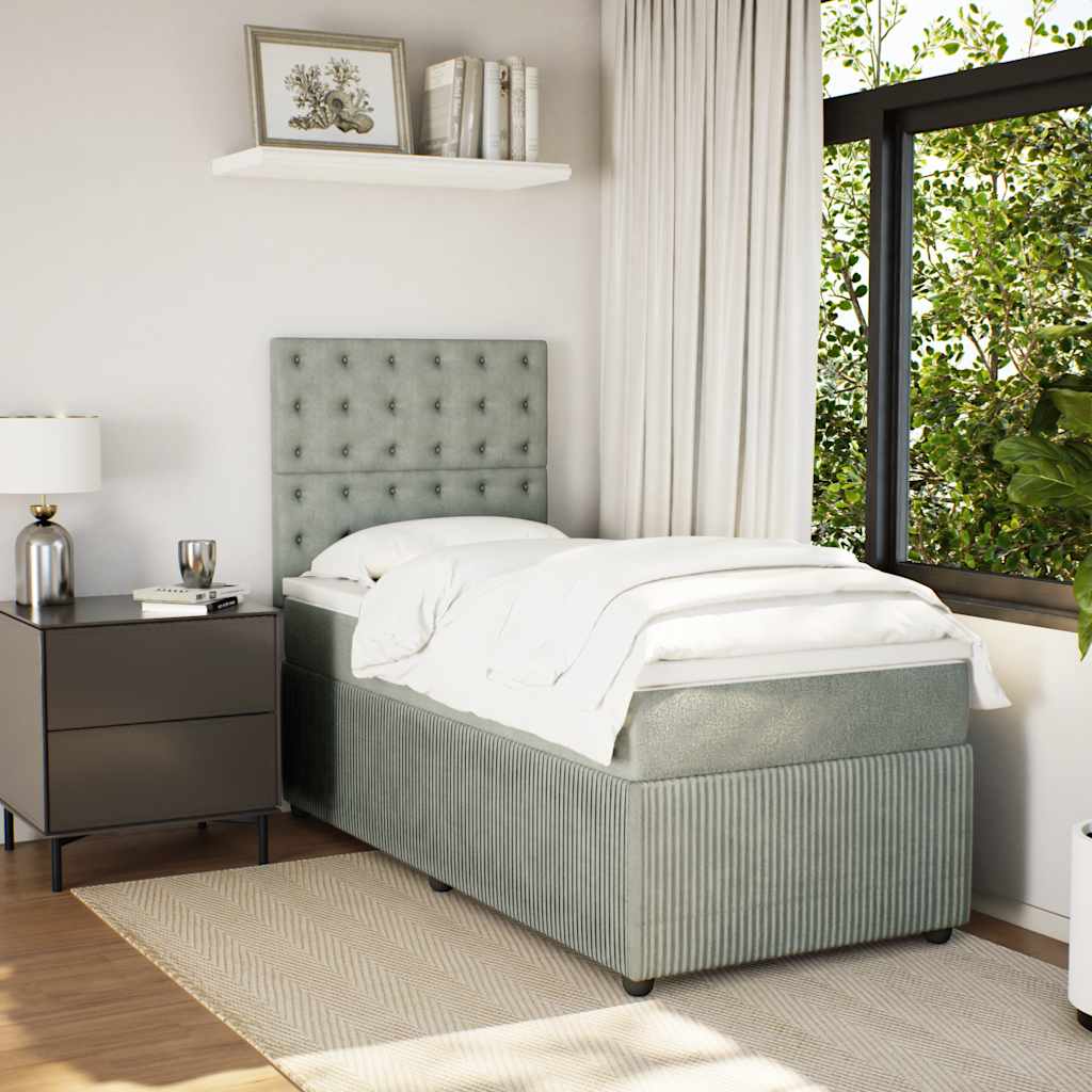 Box spring krevet s madracem svjetlosivi 100x200 cm baršunasti
