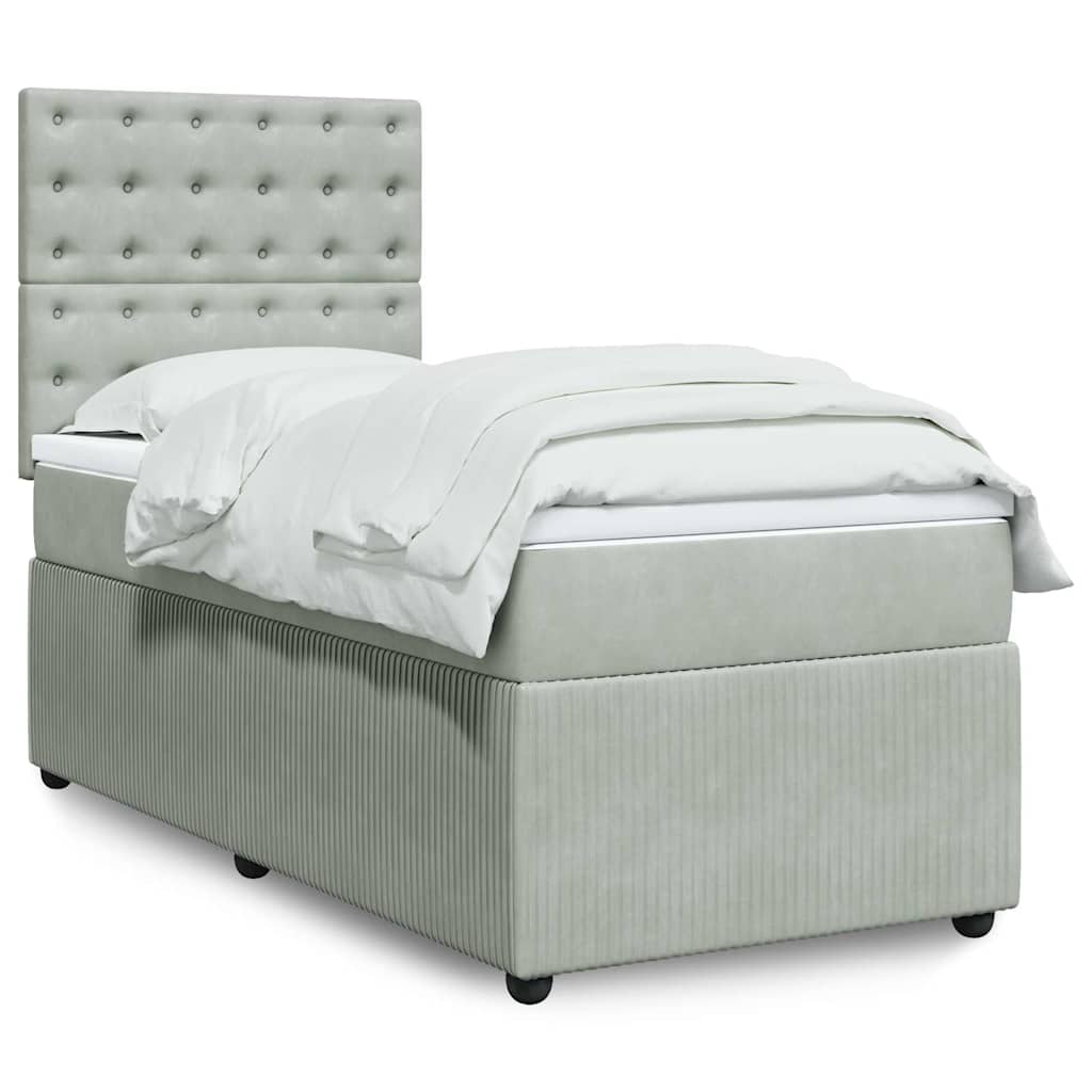 Box spring krevet s madracem svjetlosivi 100x200 cm baršunasti