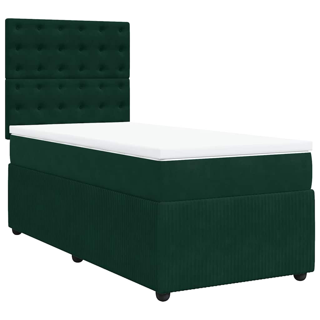 Box spring krevet s madracem tamnozeleni 100x200 cm baršunasti